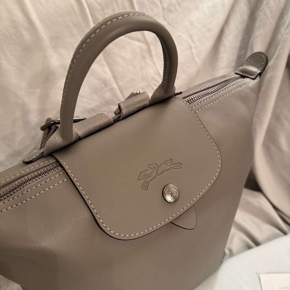 Longchamp LE PLIAGE full leather BACKPACK in Etoupe/ Turtledove